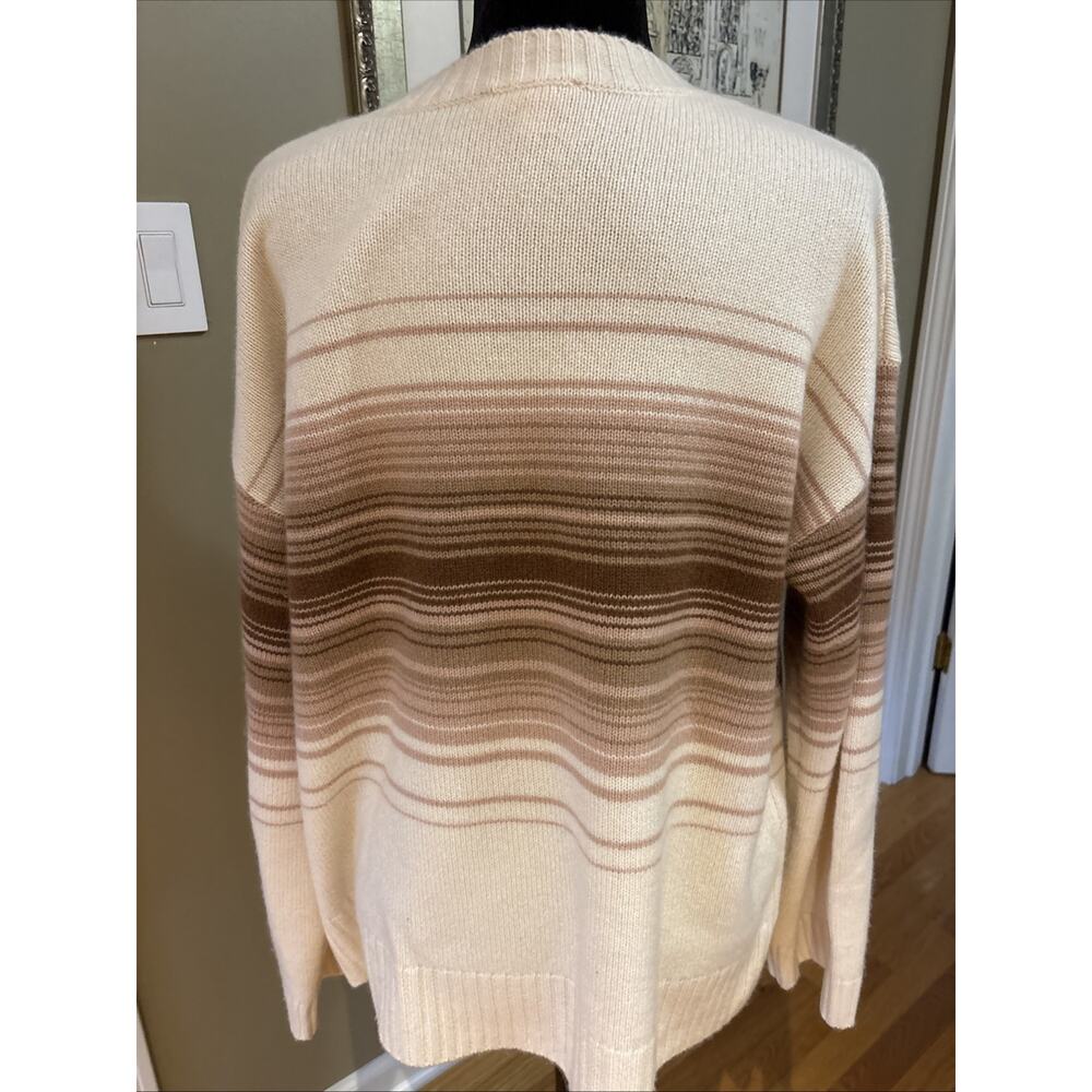 Haven Well Within Cashmere Sweater Size L cream neutral color stripe thick knit - Picture 4 of 10